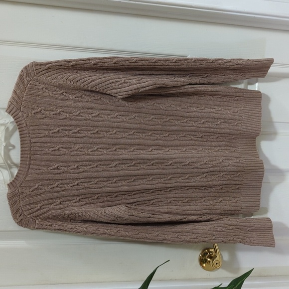 Croft & Barrow Men's Tan Cotton Cable Knit V-Neck Sweater Size XL - Picture 3 of 6